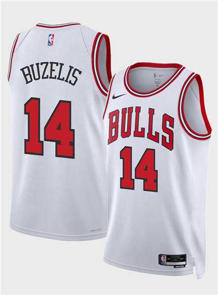 Mens Chicago Bulls #14 Matas Buzelis White 2024 Draft Association Edition Stitched Basketball Jersey Dzhi